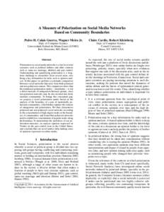 A Measure of Polarization on Social Media Networks Based on Community Boundaries