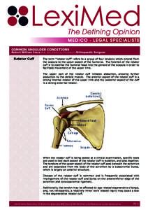 COMMON SHOULDER CONDITIONS Robert William Ivers Rotator Cuff  M.B., B.S., F.R.A.C.S., F.A.Orth.A.,