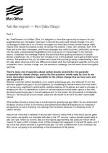 Ask the expert - Prof Julia Slingo