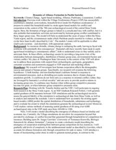 Stefani Crabtree  Proposed Research Essay Dynamics of Alliance Formation in Pueblo Societies Keywords: Climate Change, Agent-based modeling, Alliance, Puebloans, Cooperation, Conflict