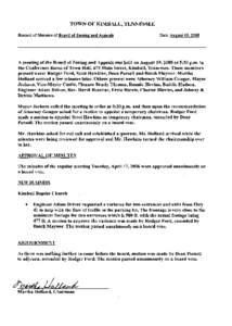 TOWN OF KIMBALL, TENNESSEE Record of Minutes of Board of Zoning and Appeals Date August 19,2008  A meeting of the Board of Zoning and Appeals was held on August 19, 2008 at 5:30 p.m. in