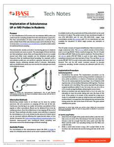 Tech Notes  Keywords: Subcutaneous Ultrafiltration, Subcutaneous Microdialysis, Diabetes, Glucose Sampling,