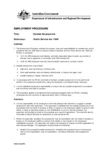 EMPLOYMENT PROCEDURE Title: Outside Employment  Reference: