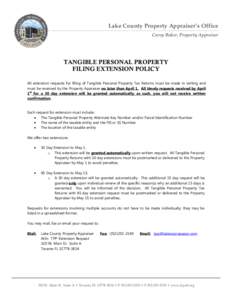 Request for Extension of Tangible Personal Property Return Filling Date