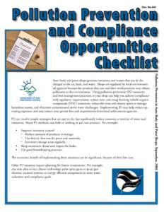 Pollution Prevention and Compliance Opportunities Checklist Doc. No. 801
