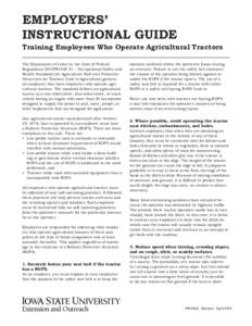 NASD: EMPLOYERS’ INSTRUCTIONAL GUIDE - Training Employees Who Operate Agricultural Tractors