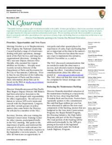 National Park Service U.S. Department of the Interior November 8, 2001  NLCJournal