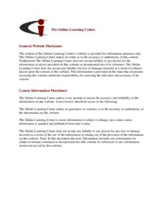 Tort law / E-learning / Education / Distance education / Disclaimer