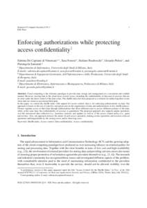 Journal of Computer SecurityIOS Press 1  Enforcing authorizations while protecting