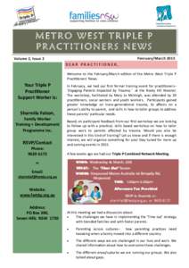 METRO WEST TRIPLE P PRACTITIONERS NEWS Fenruary/March 2015 Volume 2, Issue 2