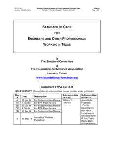 Standard of Care for Engineers and Other Professionals Working in Texas Foundation Performance Association - Structural Committee FPA-SC-18-0 Issued for Website Publishing
