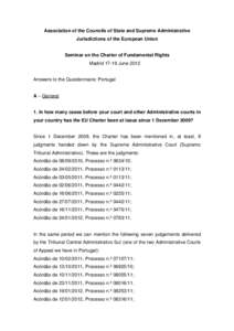 Association of the Councils of State and Supreme Administrative Jurisdictions of the European Union Seminar on the Charter of Fundamental Rights Madrid[removed]June 2012