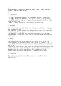 % % How to pass curatorial material data from J-CORES to SMCS CI % CDEX, JAMSTEC % 1. Components - J-CORES database onshore, at Yokohama, alias j-cores.yes