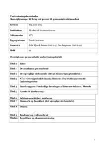 Undervisningsbeskrivelse Stamoplysninger til brug ved prøver til gymnasiale uddannelser Termin Maj/juni 2015