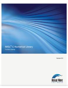 IMSL C Numerical Library Function Catalog Version 8.0