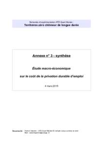 Demande d’expérimentation ATD Quart Monde :  Territoires zéro chômeur de longue durée Annexe n° 3 - synthése