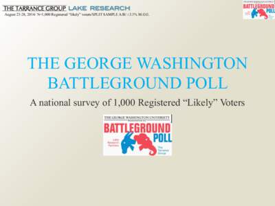 August 23-28, 2014/ N=1,000 Registered “likely” voters/SPLIT SAMPLE A/B/ ±3.1% M.O.E.  THE GEORGE WASHINGTON BATTLEGROUND POLL A national survey of 1,000 Registered “Likely” Voters
