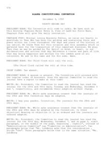 574 ALASKA CONSTITUTIONAL CONVENTION December 9, 1955 THIRTY-SECOND DAY PRESlDENT EGAN: The Convention will come to order. We have with us this morning Chaplain Major Henry A. Foss of Ladd Air Force Base.