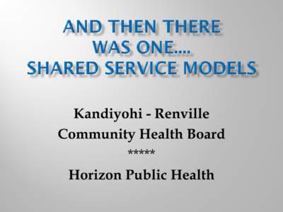 Kandiyohi - Renville Community Health Board ***** Horizon Public Health  