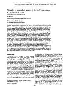 JOURNAL OF GEOPHYSICAL RESEARCH, VOL. 102,NO. B7, PAGES 14,787-14,801,JULY 10, 1997  Strengths of serpentinite gougesa,t elevated temperatures D. E. Moore  and D. A. Lockner