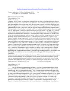 Southern Campaign American Revolution Pension Statements & Rosters Pension Application of William Cradlebaugh S30354 Transcribed and annotated by C. Leon Harris. VA