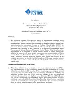 Human rights / Government / Blood diamonds / Sierra Leone Civil War / Reparations / Sierra Leone / Truth and Reconciliation Commission / Transitional justice / Ernest Bai Koroma / Africa / International relations / International law