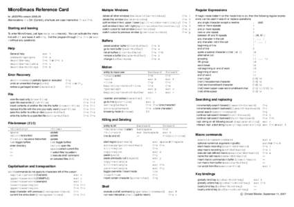 MicroEmacs Reference Card  Multiple Windows