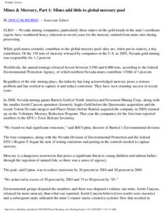 Barrick Gold / S&P/TSX 60 Index / S&P/TSX Composite Index / Mercury / Periodic table / Newmont Mining Corporation / Gold mining / Nevada / Idaho Conservation League / Occupational safety and health / Chemistry / Matter