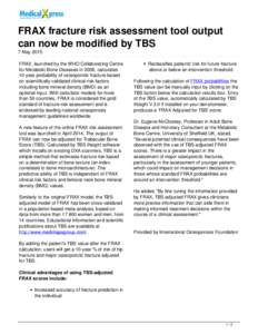 FRAX fracture risk assessment tool output can now be modified by TBS