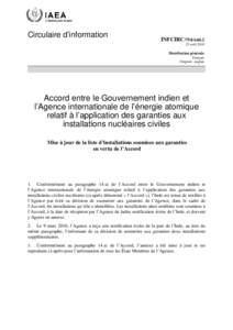 INFCIRC/754/Add.2 - Agreement between the Government of India and the International Atomic Energy Agency for the Application of Safeguards to Civilian Nuclear Facilities - French