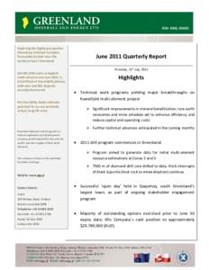 Microsoft Word - Q2_2011 Quarterly Activity Report