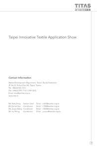 Taipei Innovative Textile Application Show  2013台北紡織展 APPLICATION FORM