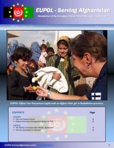 EUPOL - Serving Afghanistan Newsletter of the European Union Police Mission in Afghanistan 15th November[removed]