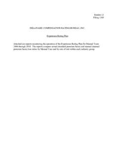 Exhibit 13 Filing 1305 DELAWARE COMPENSATION RATING BUREAU, INC. Experience Rating Plan Attached are reports monitoring the operation of the Experience Rating Plan for Manual Years