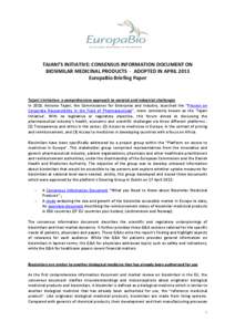 Microsoft Word - EuropaBio Briefing Paper on biosimilars under Tajani's Initiative FINAL