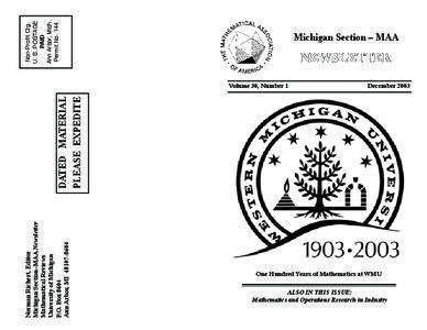 Norman Richert, Editor Michigan Section–MAA Newsletter Mathematical Reviews