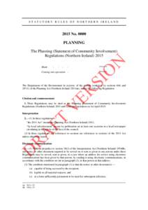The Planning _Statement of Community Involvement_ Regulations _Northern Ireland_[removed]Copy