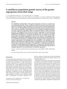 Molecular Ecology[removed], 1293–1310  doi: [removed]j.1365-294X[removed]x A multilocus population genetic survey of the greater sage-grouse across their range