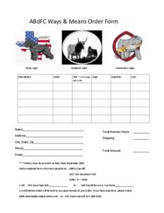 ABdFC Ways & Means Order Form  Texas Logo Description  Longhorn Logo