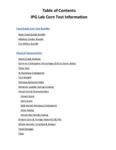 IPG Lab Corn Test Information