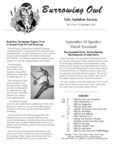 Yolo Audubon Society Vol. 43 No. 1 • September 2013 September 18 Speaker: David Arsenault