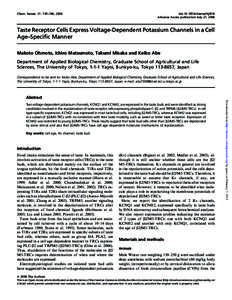 Chem. Senses 31: 739–746, 2006  doi:[removed]chemse/bjl016 Advance Access publication July 27, 2006  Taste Receptor Cells Express Voltage-Dependent Potassium Channels in a Cell