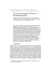 European Review of Economic History, 4, [removed]Printed in the United Kingdom © 2000 Cambridge University Press  The income inequality of France in historical perspective CHRISTIAN MORRISSONf AND WAYNE SNYDER^ f Universi