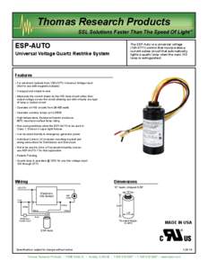 Thomas Research Products  SSL Solutions Faster Than The Speed Of Light ® ESP-AUTO