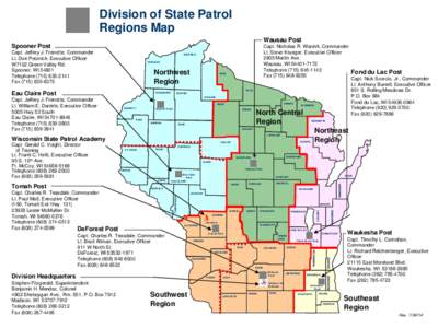 Wisconsin State Patrol regional map