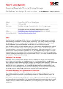 Task 45 Large Systems Seasonal Borehole Thermal Energy Storage – Guidelines for design & construction IEA-SHC INFO SHEET 45.B.3.1, page 1 of 2