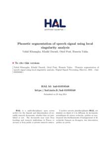 Phonetics / Phonology / Image segmentation / Phone / Digital signal processing / Artificial neural network