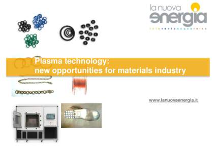 Plasma technology: new opportunities for materials industry www.lanuovaenergia.it  PLASMA TECHNOLOGY:OPPORTUNITIES