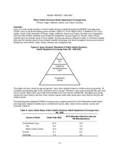 INJURY REPORT, [removed]Public Health Solutions Health Department Coverage Area Fillmore, Gage, Jefferson, Saline, and Thayer Counties Summary Injury is a public health problem in Public Health Solutions Health Departme