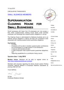 Microsoft Word - Circular - Small Business Superannuation Clearing House.doc